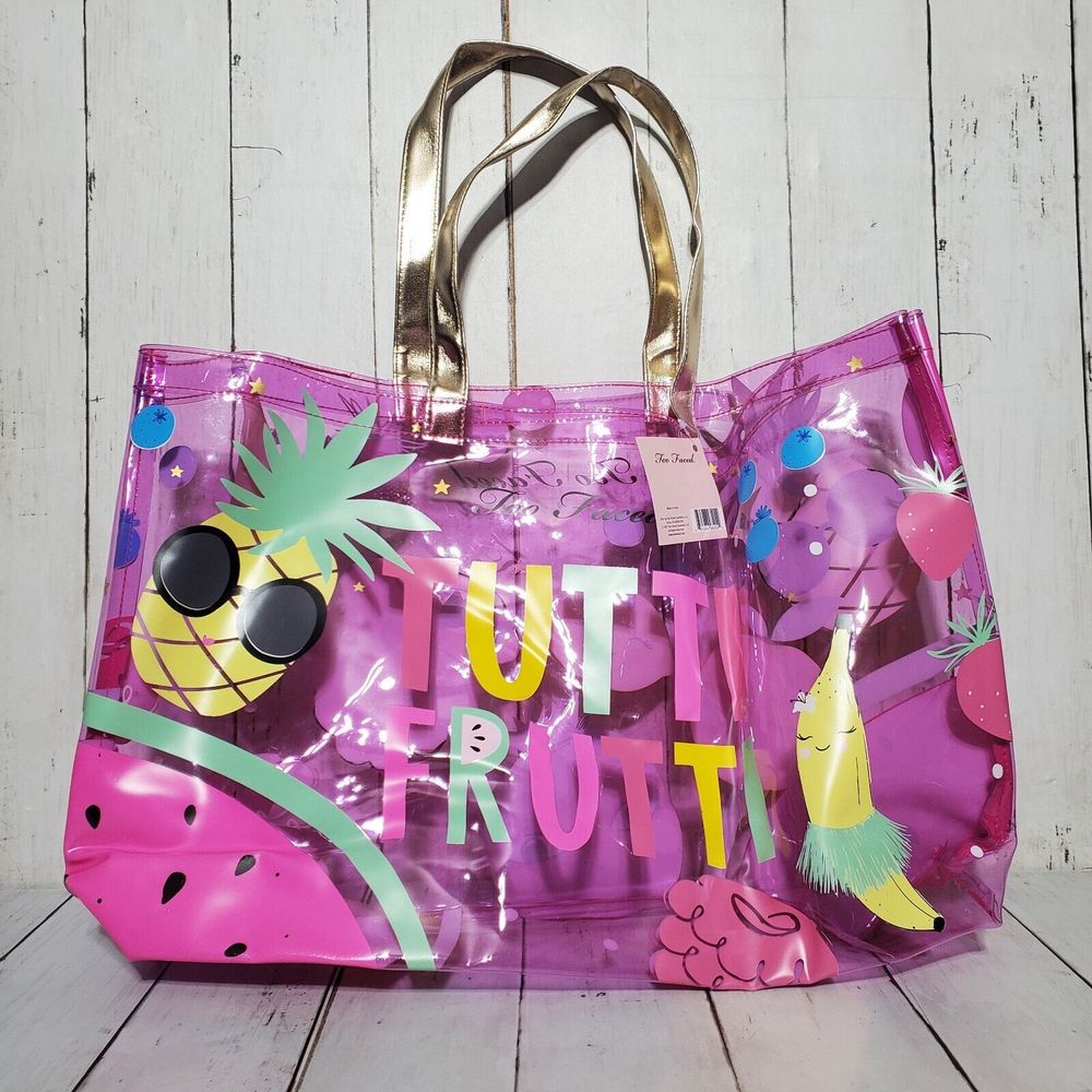 Too Faced Tutti Frutti Collection Tote Bag Limited Edition Clear Vinyl Tote Bag